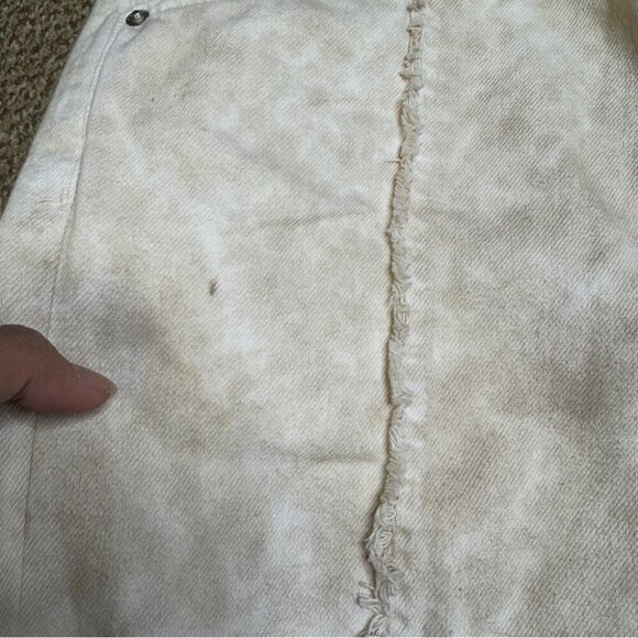 Zara Double Waistband Boho Freyed Tan and Cream wide leg Jeans NWOT Sz 6 - Picture 4 of 15